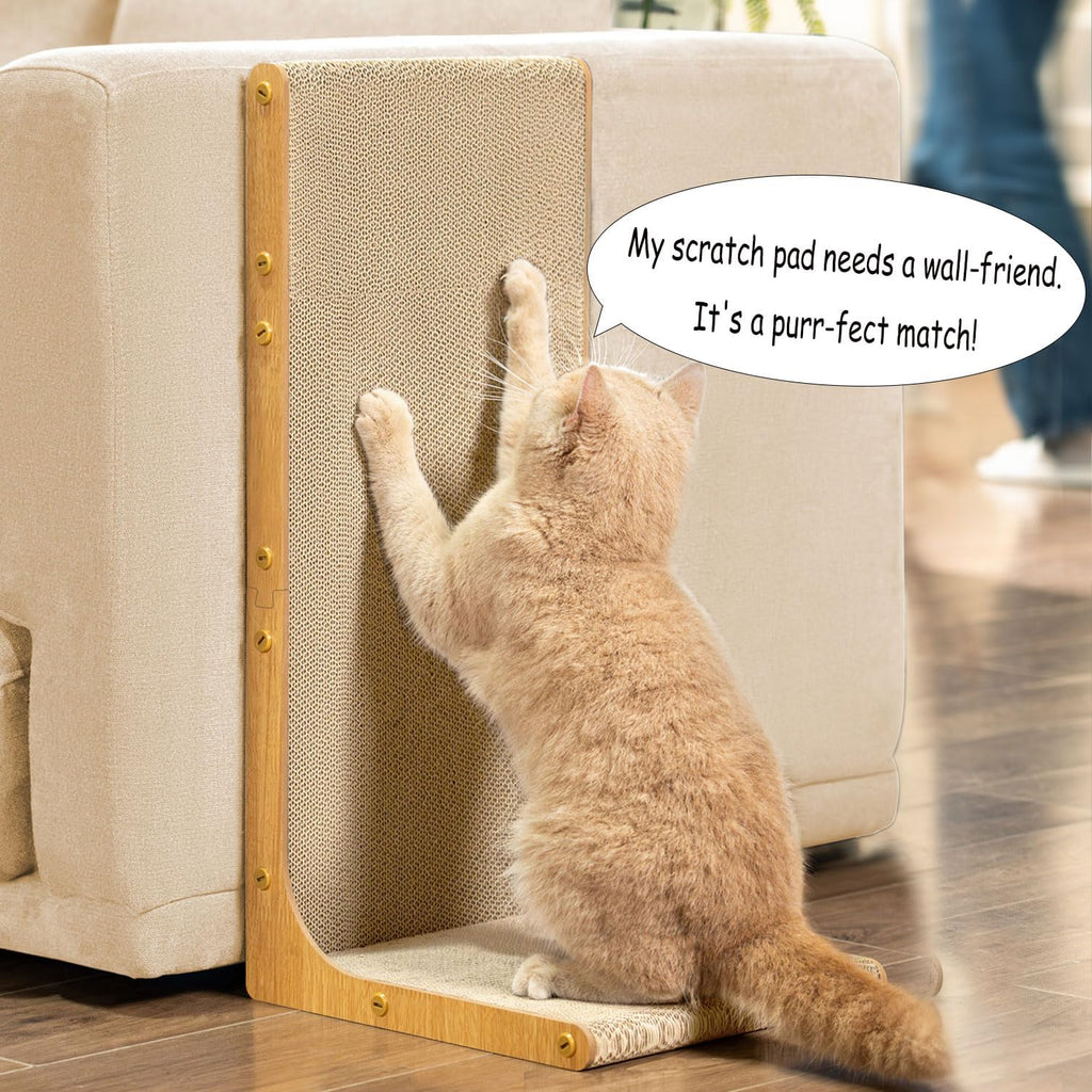 Conlun Cardboard Cat Scratcher, 23" L-Shaped Scratch Pad