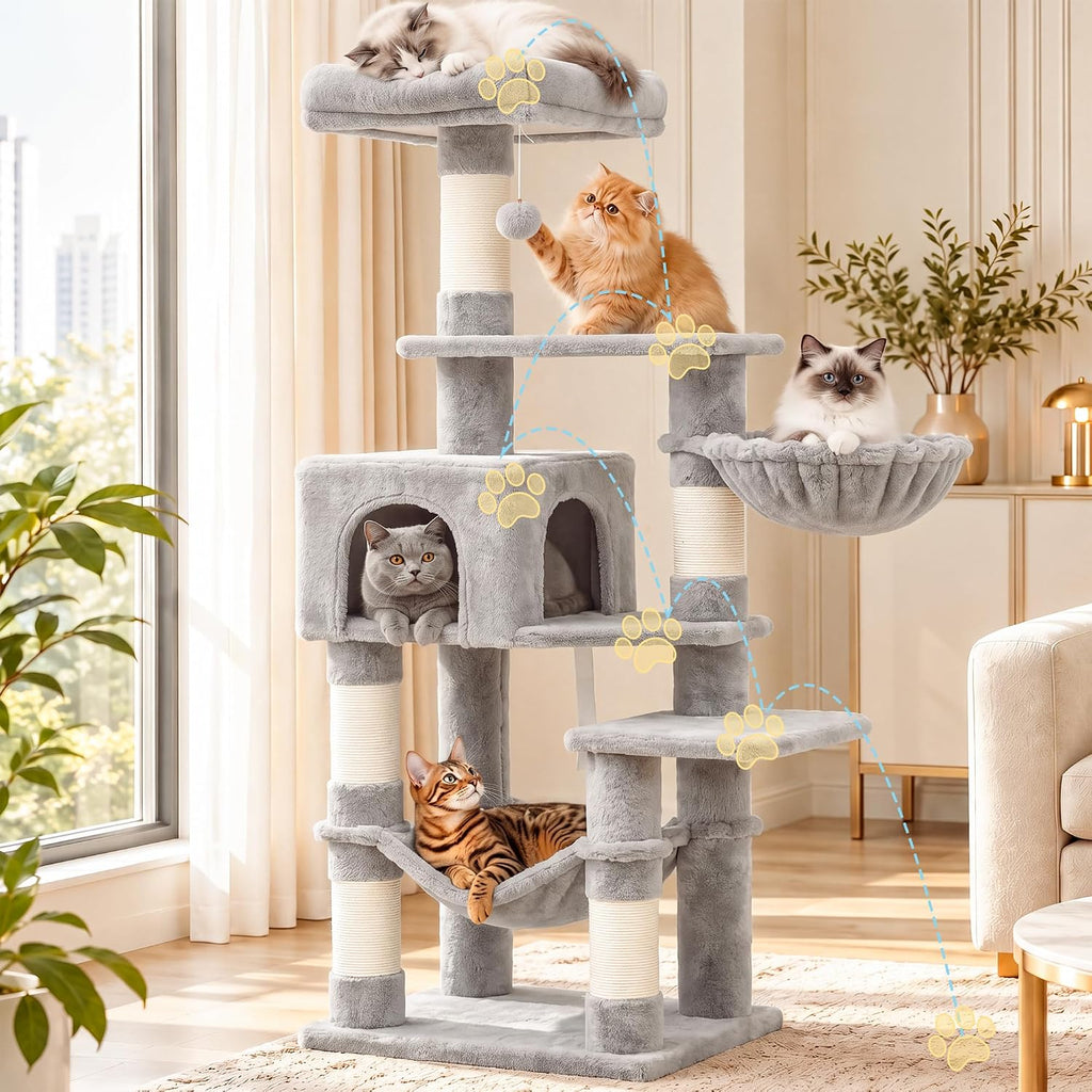 Hey-brother Cat Tree, Multi-Level Sisal Covered Scratching Posts, MPJ050W