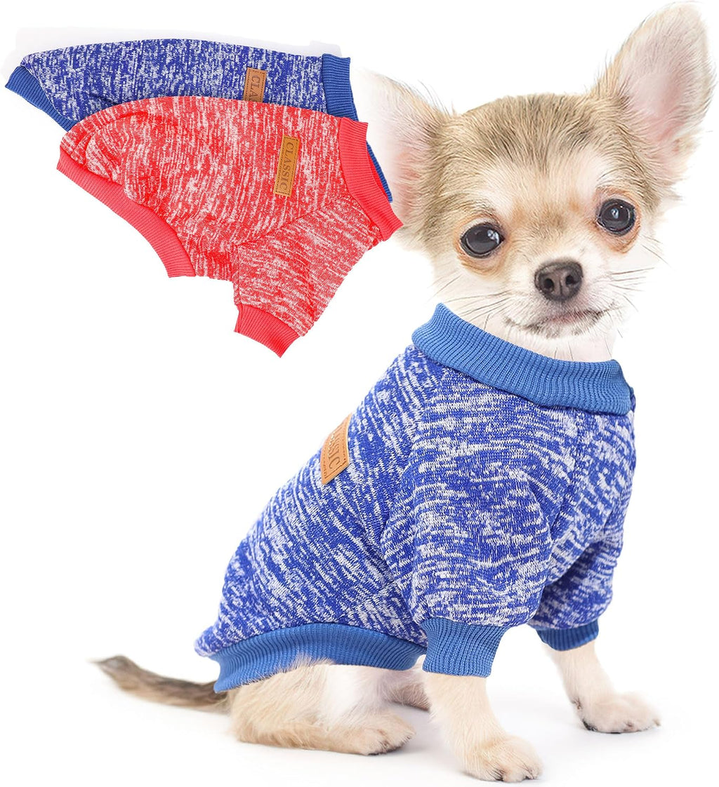 2 Pack Dog Sweaters for Small Dogs Girl Boy Fleece Fall Winter Dog Clothes