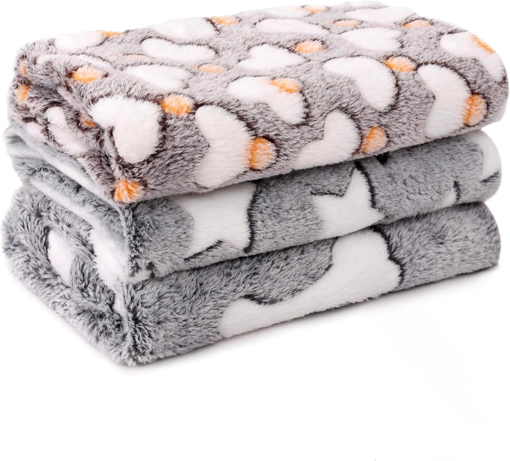 MIWOPET 3 Pack Fleece Pet Blankets Warm Bed Throw for Dogs & Cats 23x15in