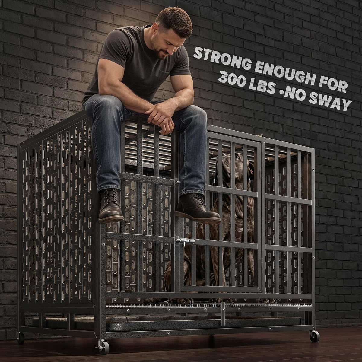 48 Inch Heavy Duty Indestructible Dog Crate, for High Anxiety Dog