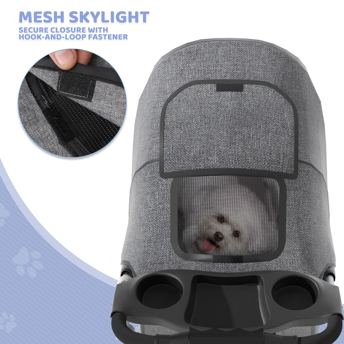 Magshion 3-Wheel Pet Stroller for Small/Medium Dogs Cats, Up to 33lbs, Gray