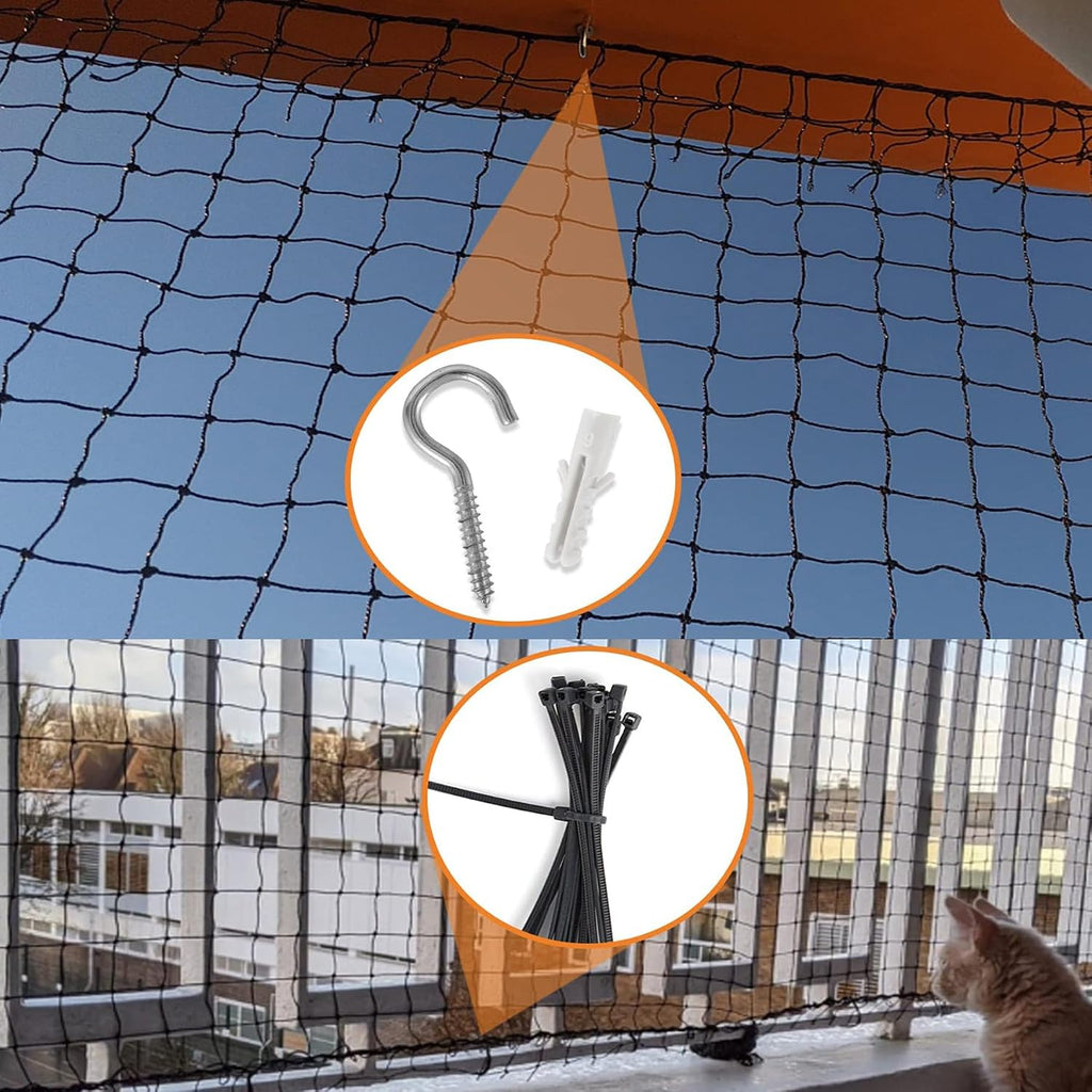 Wire-Reinforced Cat Netting, Bite Resistant, Anti-Fall for Windows Balcony