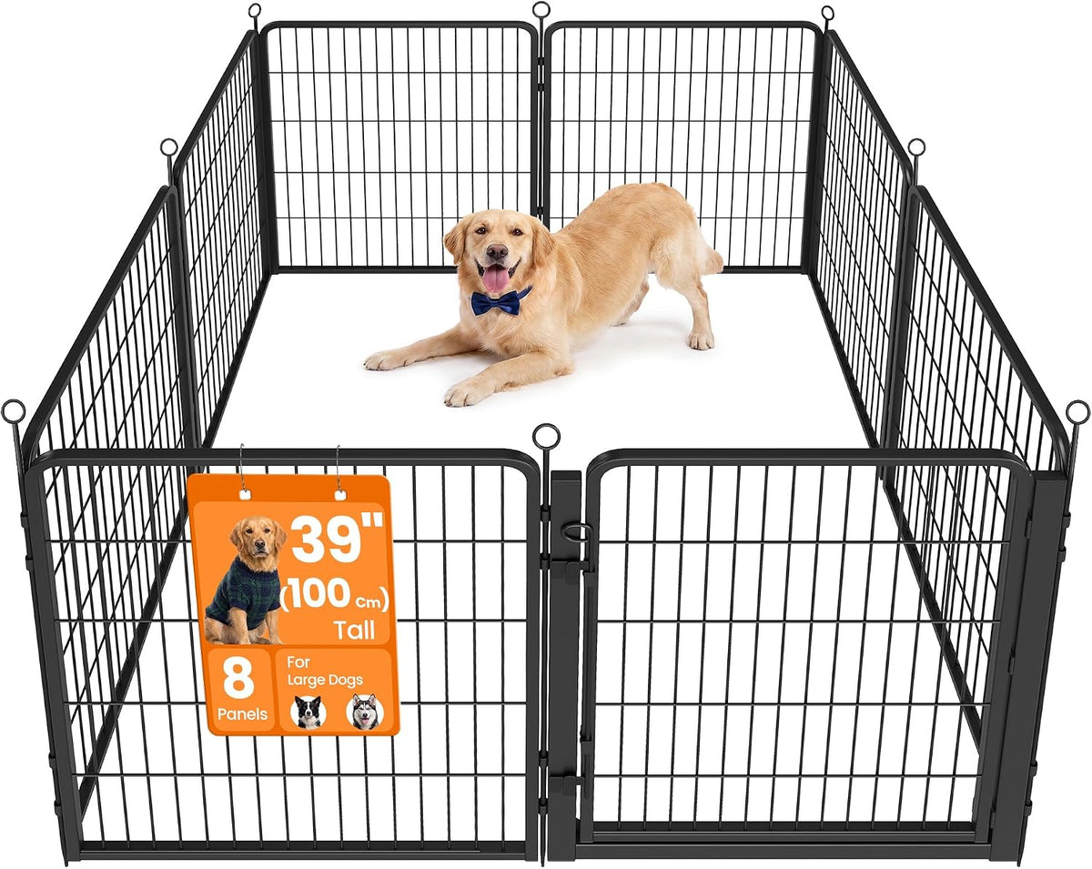 Feandrea 8-Panel Dog Playpen, 67 x 67 x 40 Inch, Ink Black