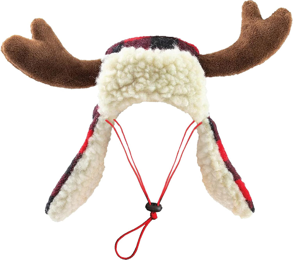 Huxley & Kent SnugFit Pet Hat for Dogs & Cats, Antler Buffalo Check, Large