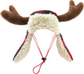 Huxley & Kent SnugFit Pet Hat for Dogs & Cats, Antler Buffalo Check, Large