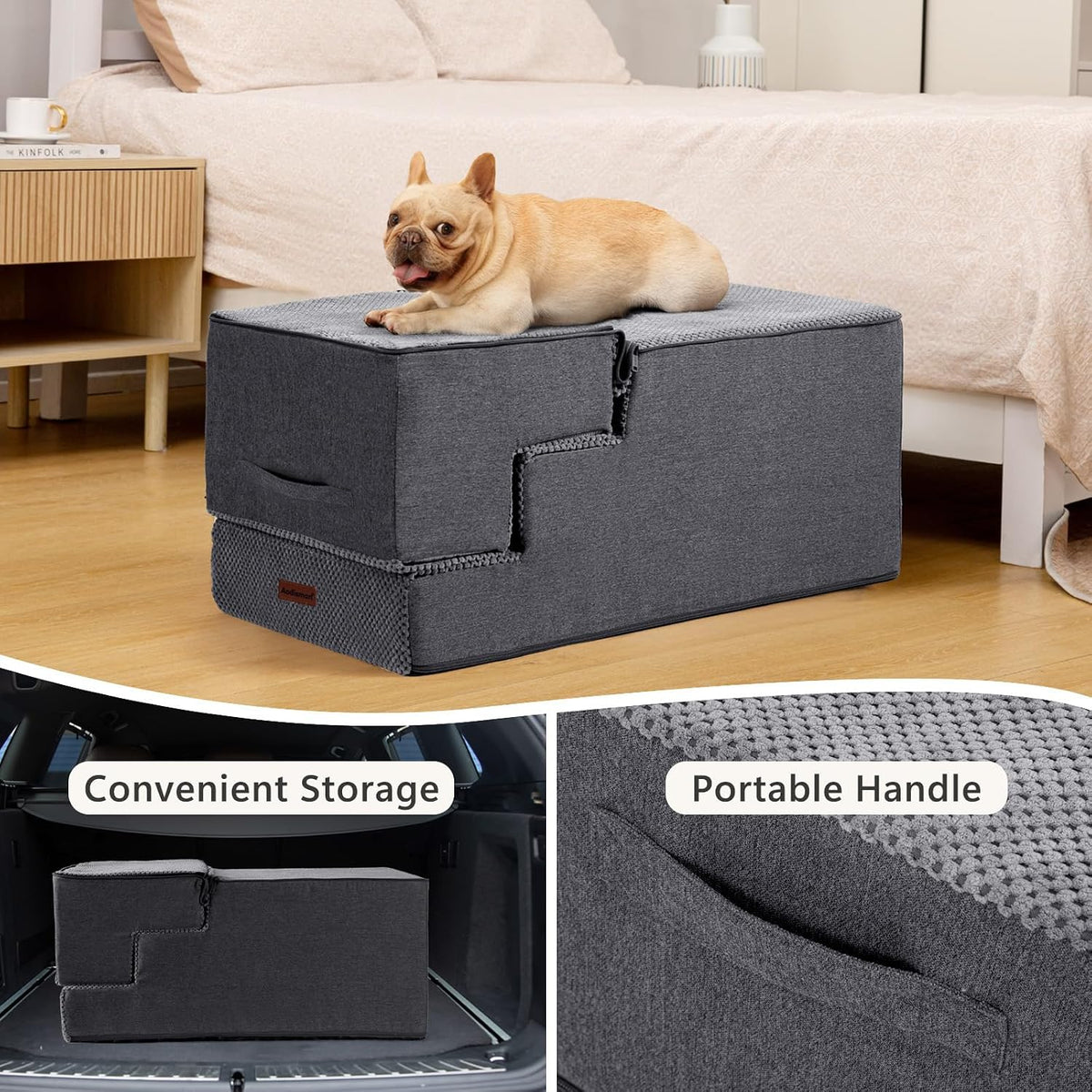Dog Steps for High Bed, 5-Step Pet Stairs for Small Dogs and Cats