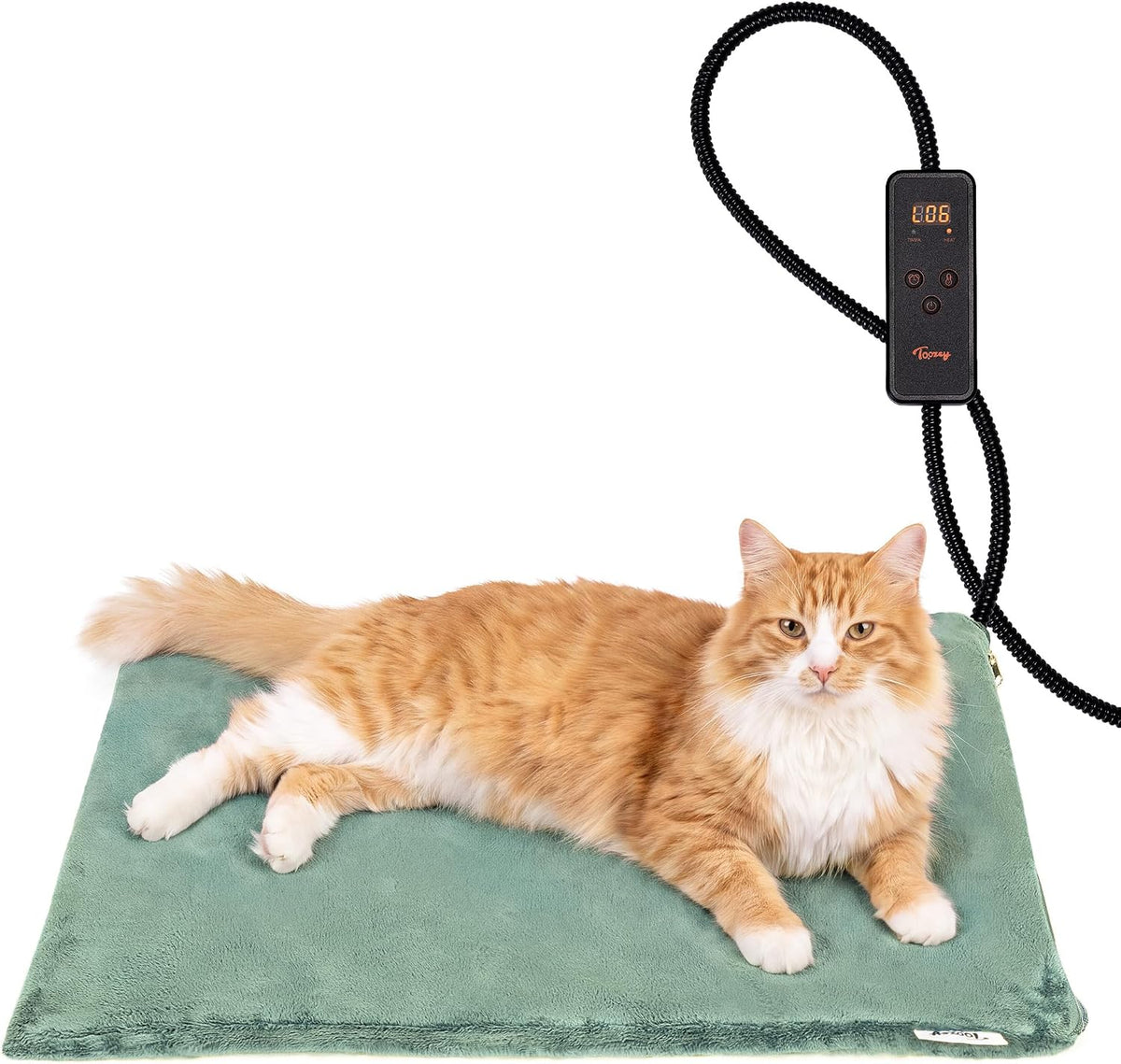 Toozey Cat Heating Pad for Cats & Dogs, Heated Cat Bed Mat, 18x16 in, Grey