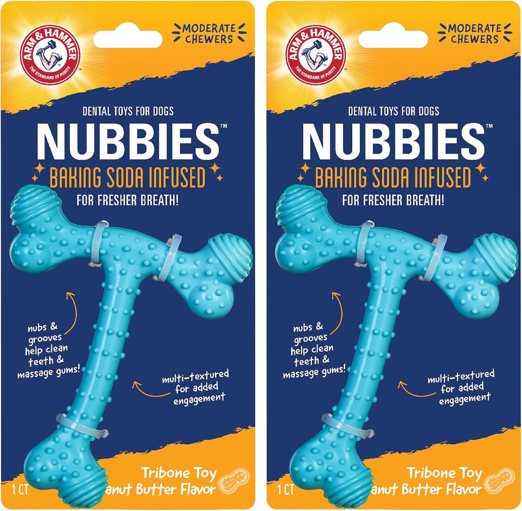 Arm & Hammer Nubbies - Dog Dental Toy, TriBone Chew, Peanut Butter Flavor