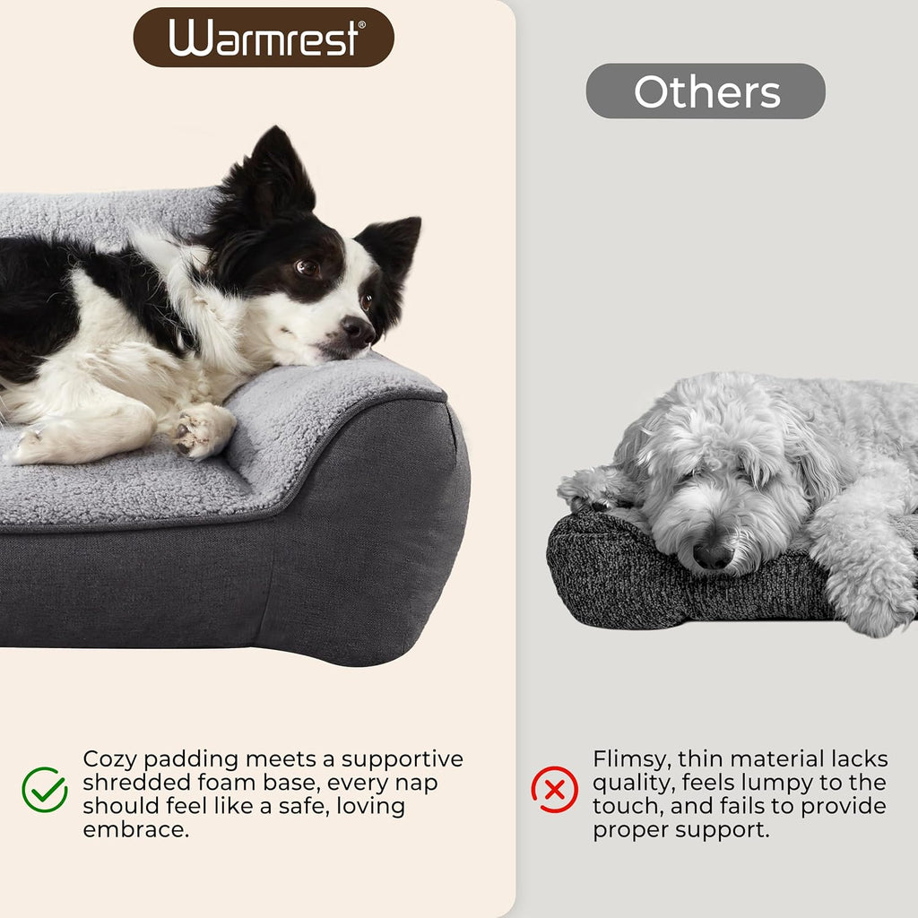 XL Pro Extra Thick Orthopedic Bolster Dog Bed for Large Dogs