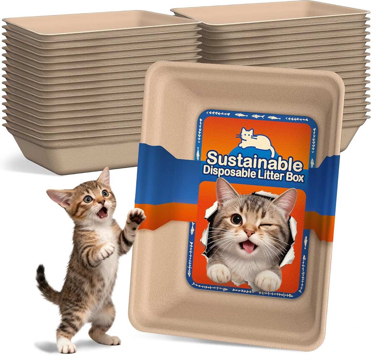 12-Pack Disposable Cat Litter Boxes: Leak-Proof & Odor-Control Cat Trays