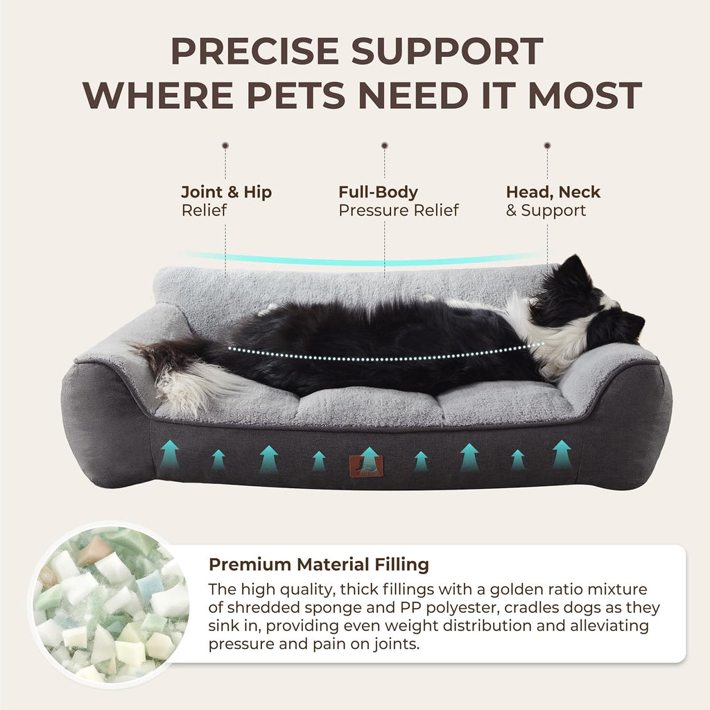 XL Pro Extra Thick Orthopedic Bolster Dog Bed for Large Dogs