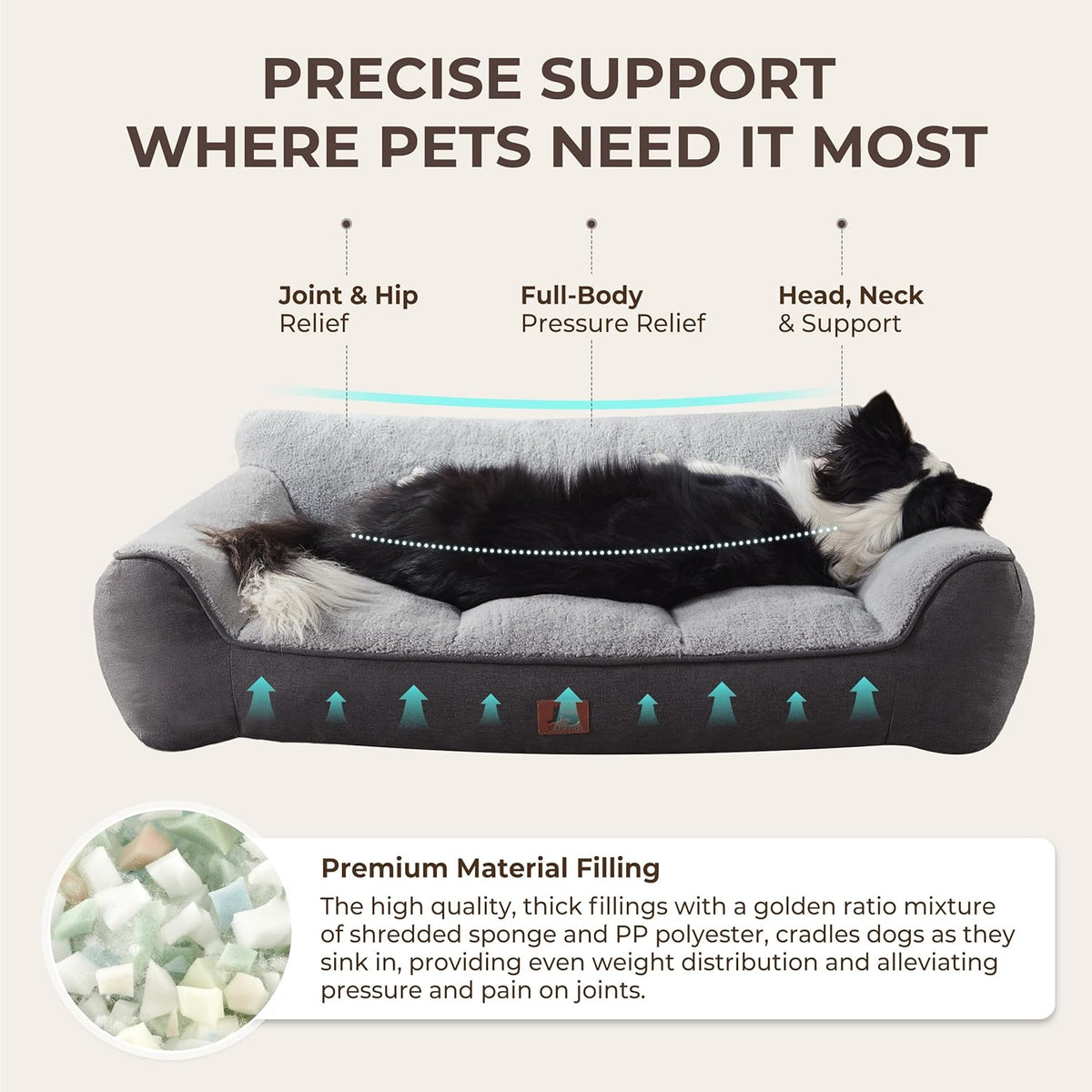 XL Pro Extra Thick Orthopedic Bolster Dog Bed for Large Dogs