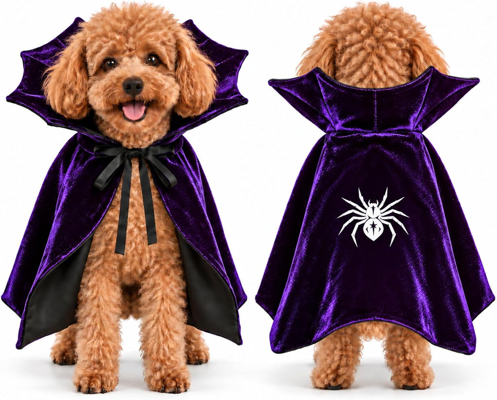 Halloween Dog Cape for Small Dogs, Pet Party Costume for Photos, Funny Pumpkin Skull Cloak, Cute Spooky Puppy Clothes, F