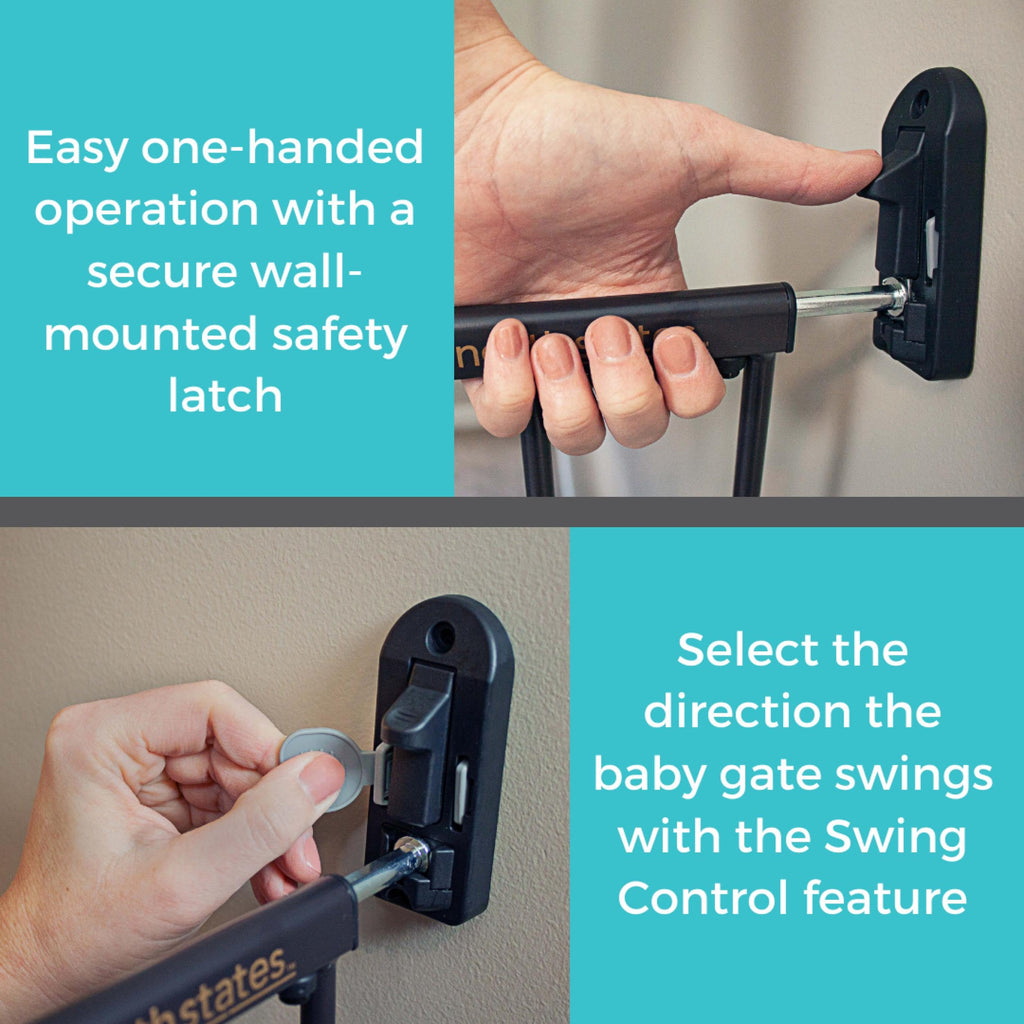 Toddleroo Easy Swing & Lock Baby Gate for Top of Stairs: 31" Tall, Bronze