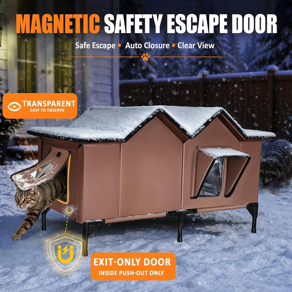 Heated Cat House for Outside, Outdoor Heated Cat House Weatherproof