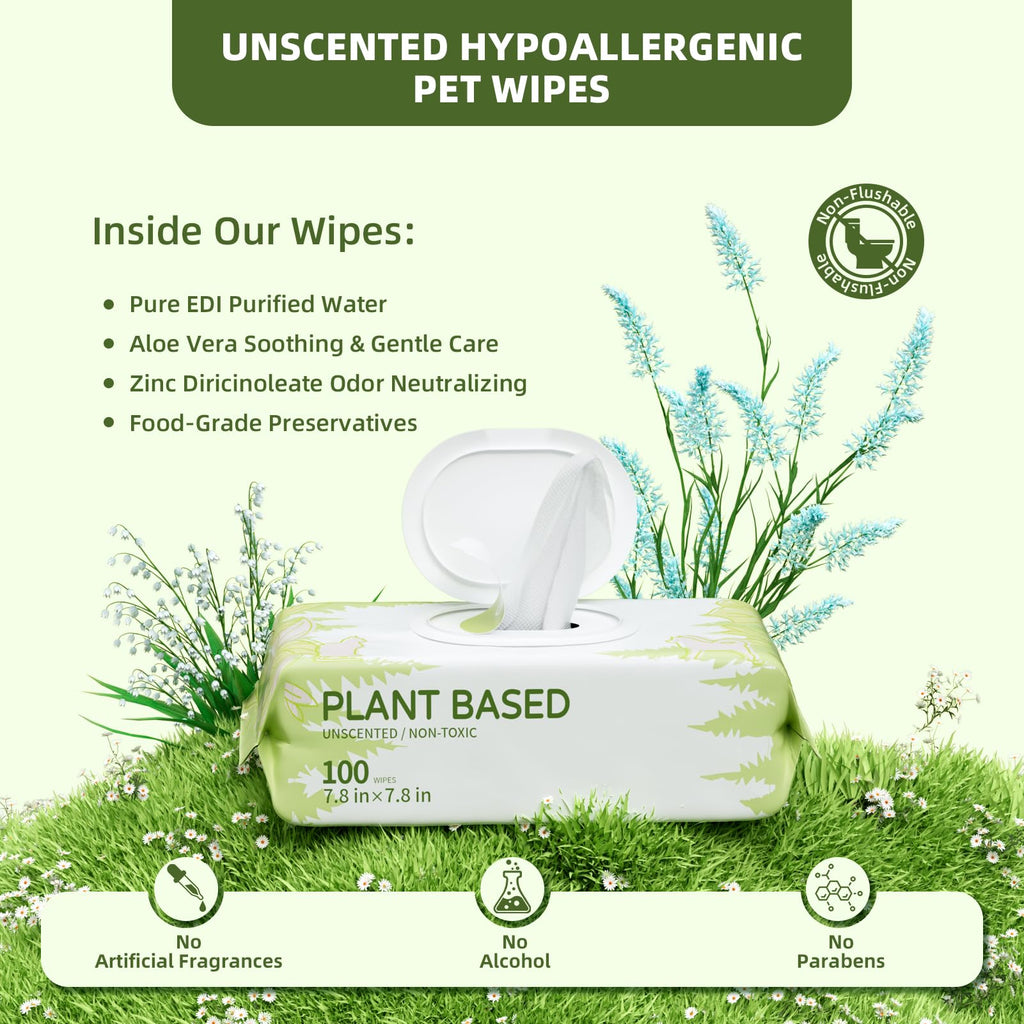 IMMHABI 400 Count Hypoallergenic Dog Wipes, Unscented Plant-Based Pet Wipes