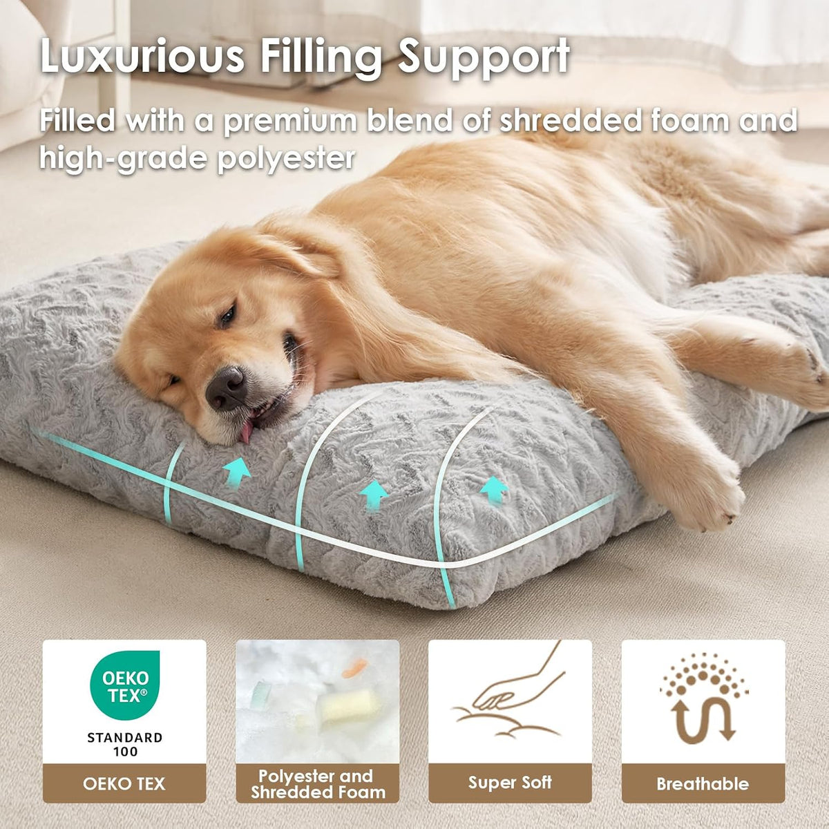 EHEYCIGA Washable XL Dog Beds Large Sized Dog, 41x27 Inch Pet Bed, Grey