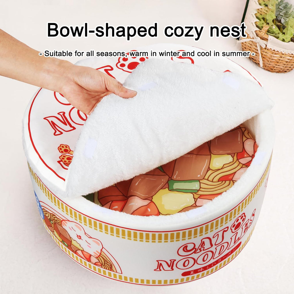 寵幸 Ramen Noodle Cute Cat Bed,Soft Warm Washable Kitten Bed