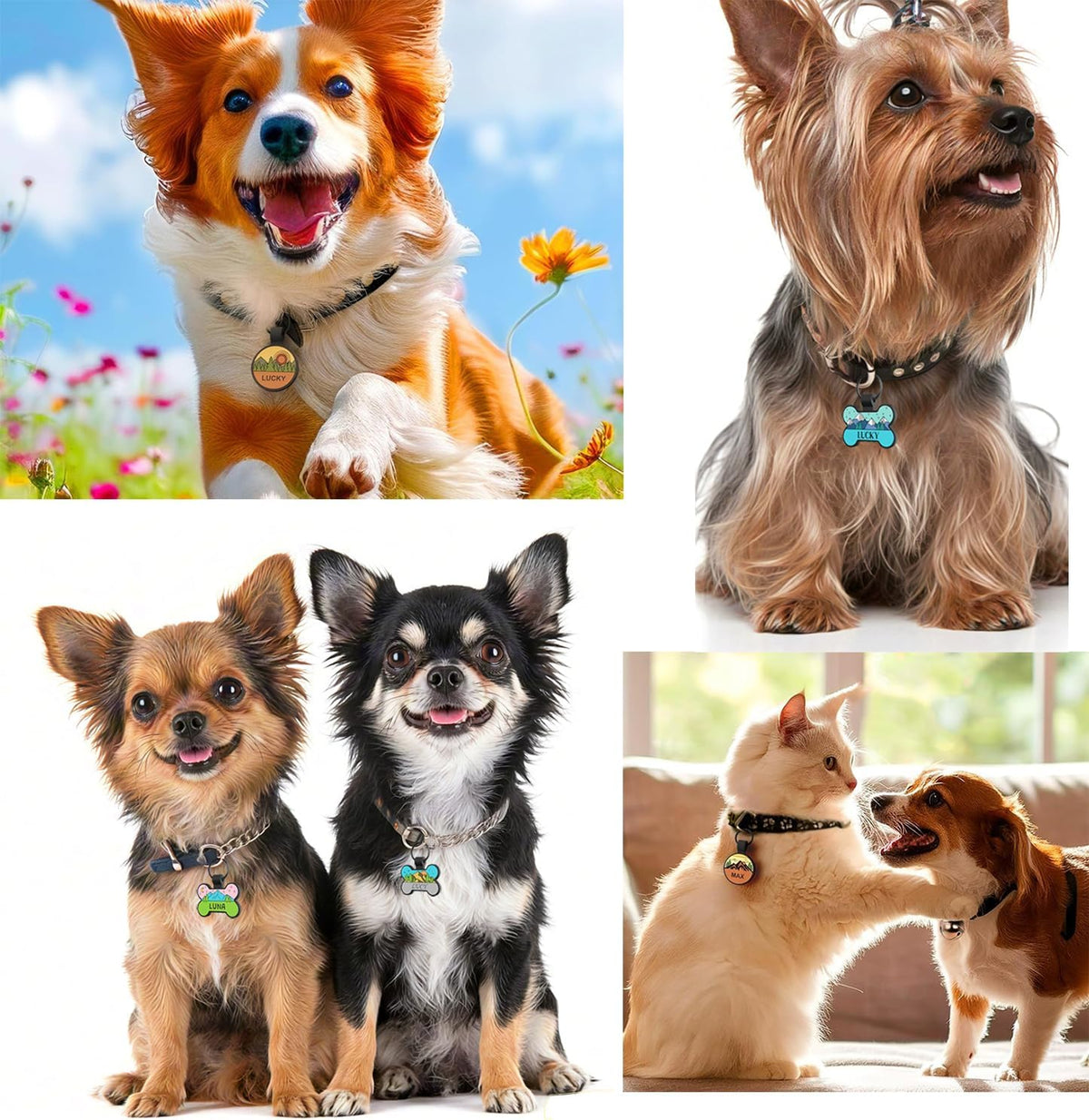 Silent Dog Tag, Personalized Engraved Silicone Pet ID Tag, Bone