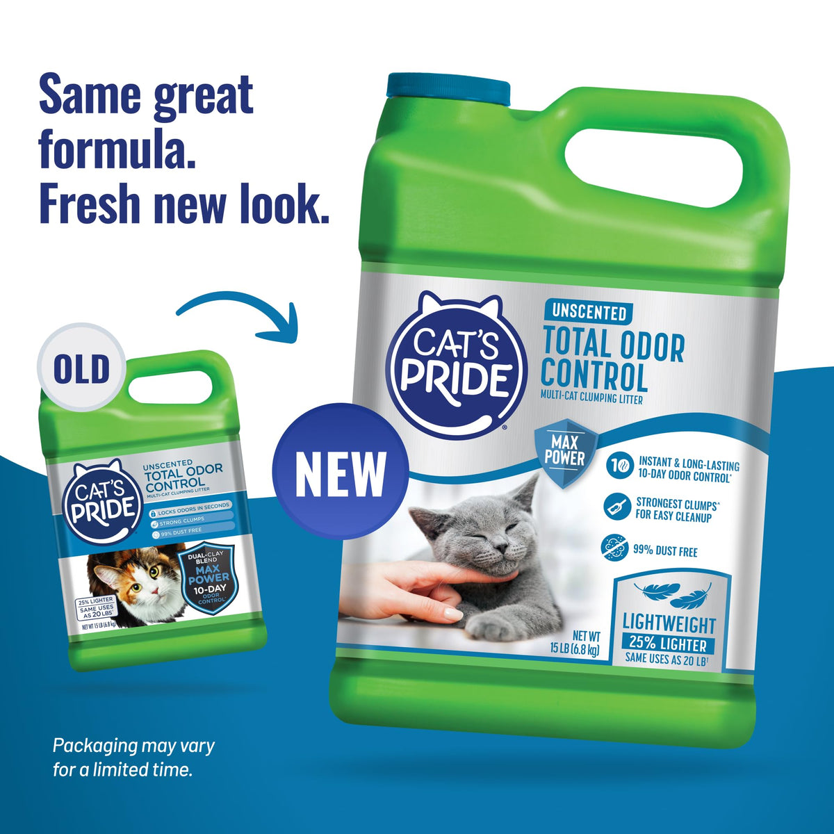 Cat's Pride Total Odor Control, Max Power, Clumping Litter Unscented 15lb