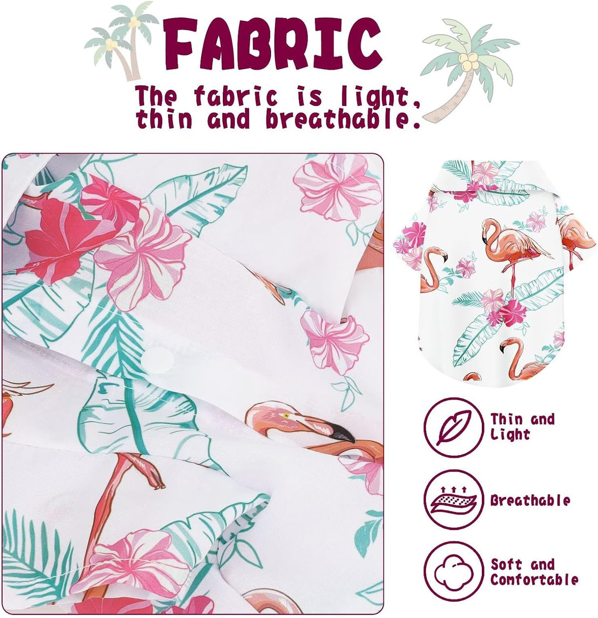 Hawaiian Dog Shirt – Lightweight and Breathable Summer T-Shirt with Tropical Prints, Fun Beach Outfit for Small, Medium,