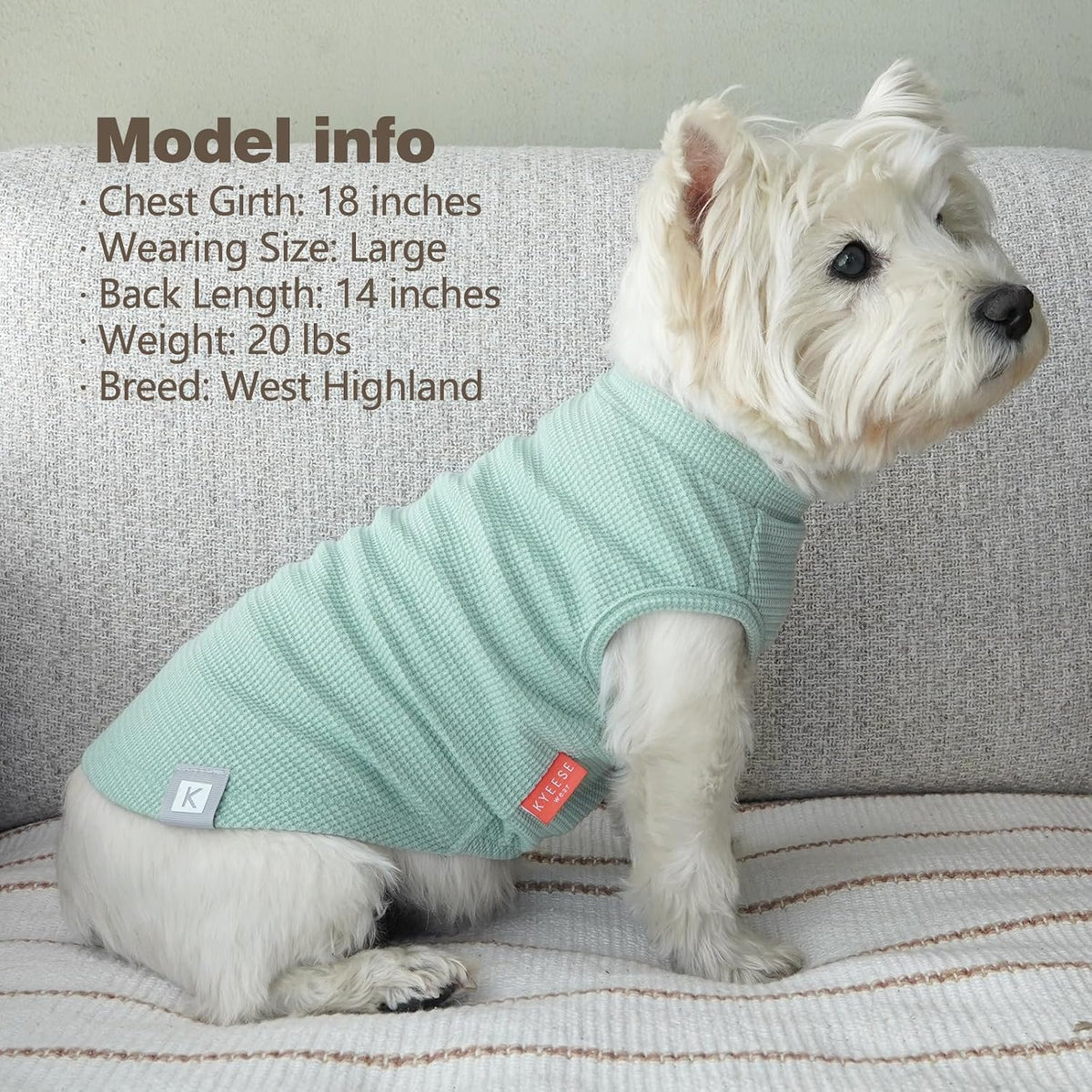 KYEESE 2Pack Waffle Dog Shirt for Small Dogs Striped Dog Sweater Tank Top