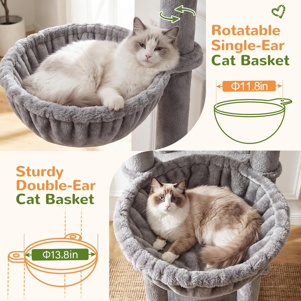 Globlazer Sturdy Cat Tree for Large Adult Cats with Scratching Posts, C52