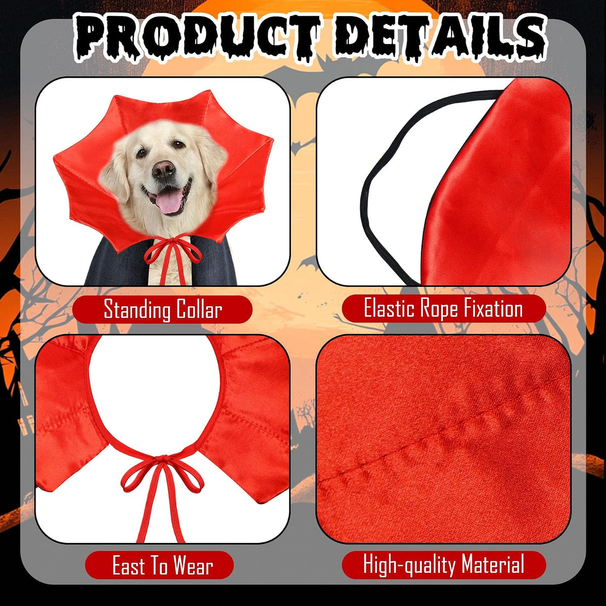 Dog Halloween Costume Dog Vampire Costume Funny Pet Vampire Devil Cape Cloak Halloween Costumes for Small Medium Large X