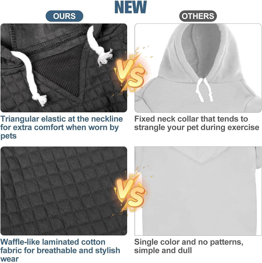 Dog Hoodies Sweater for Medium Dogs, Waffle‑Like Laminated Coat