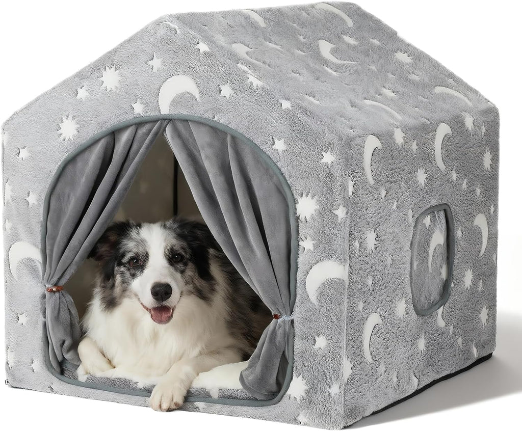 Indoor Dog House, Soft Warm Glow Dog Cave for Cat & Small Dogs