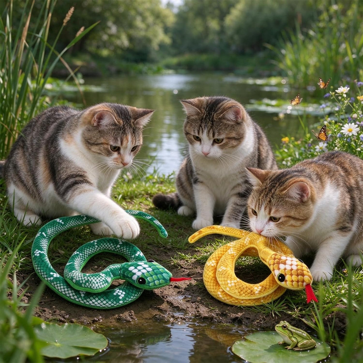 3 Pieces Cat Toys Realistic Snake Catnip Crinkly Sound Toy