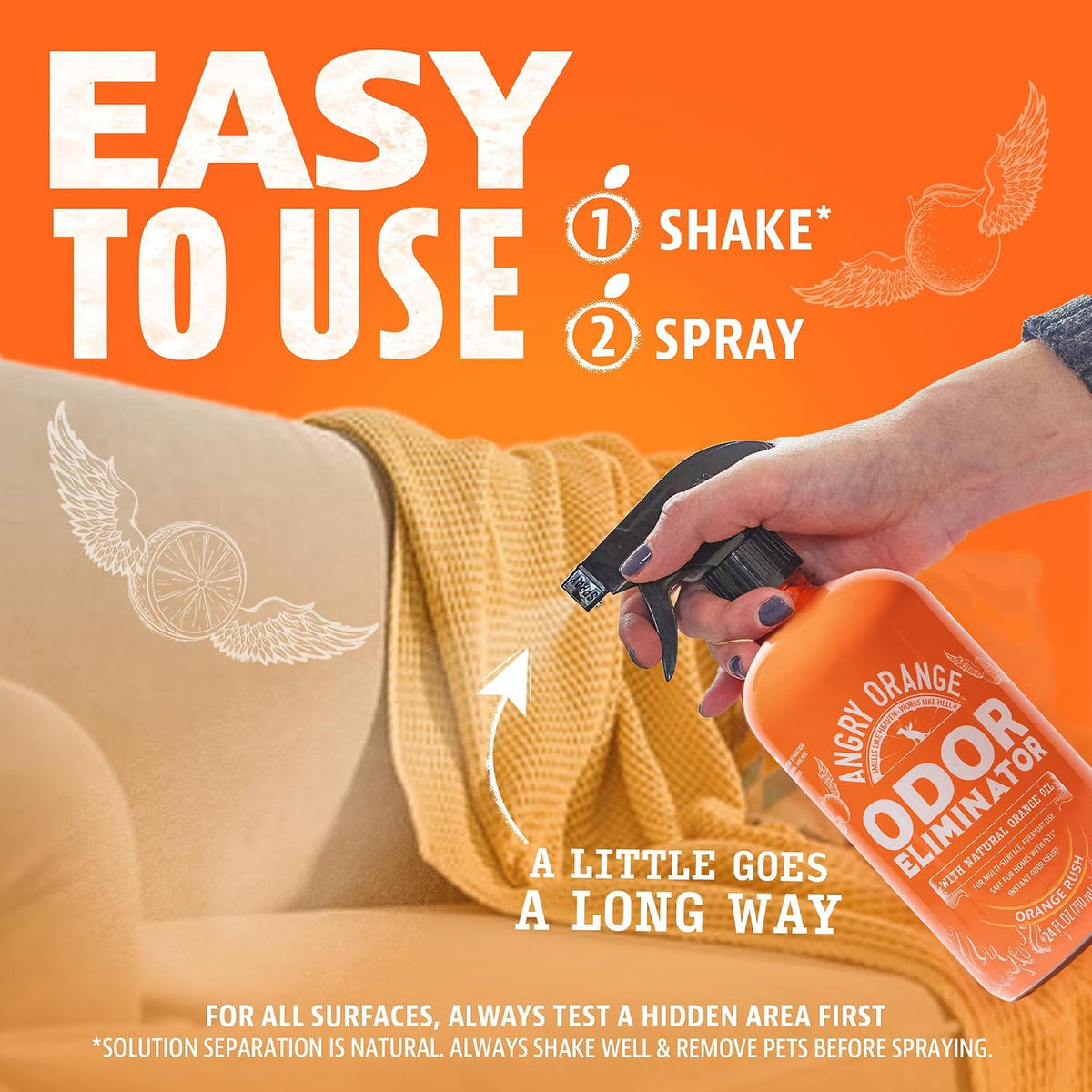 ANGRY ORANGE Pet Odor Eliminator for Dog and Cat Urine, Orange Rush, 24 oz