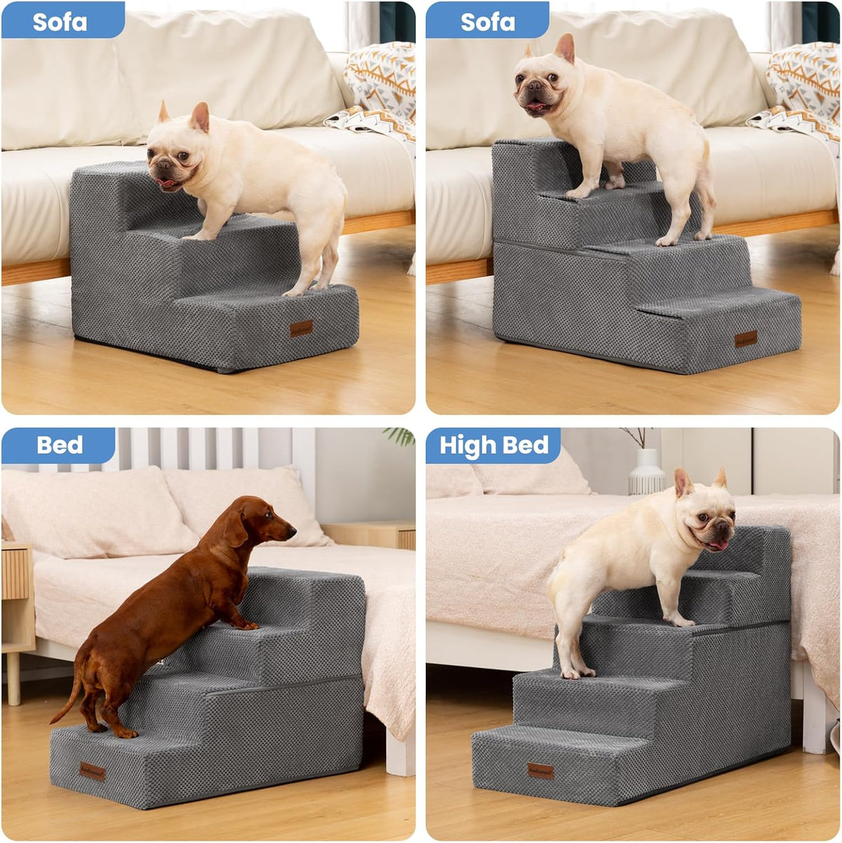 Dog Stairs for Small Dogs & Cats,3-Step Pet Steps for Couch & Bed