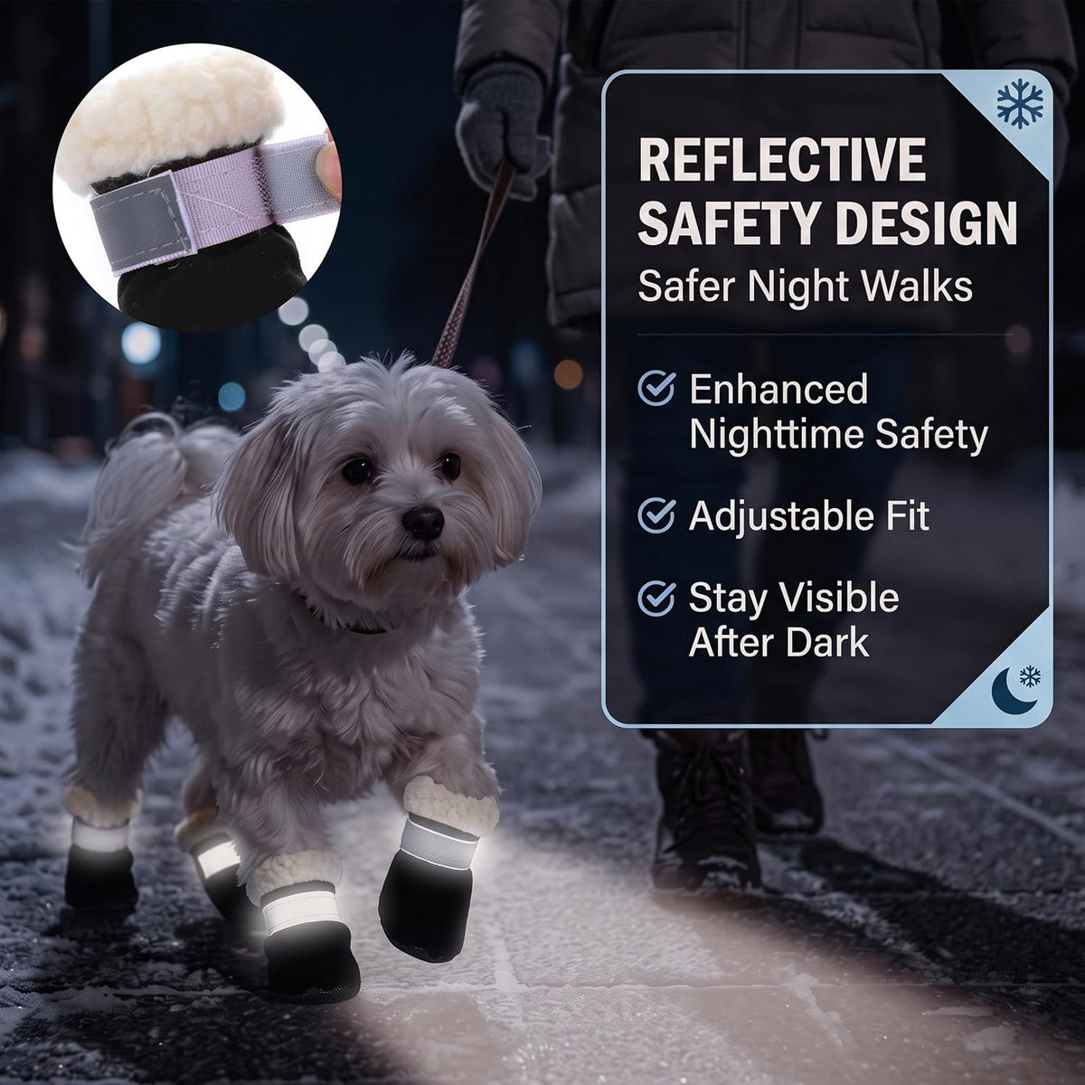 Fecialy Dog Shoes for Winter, Dog Snow Boots & Paw Protectors Warm Booties for Small Medium Dogs Puppies
