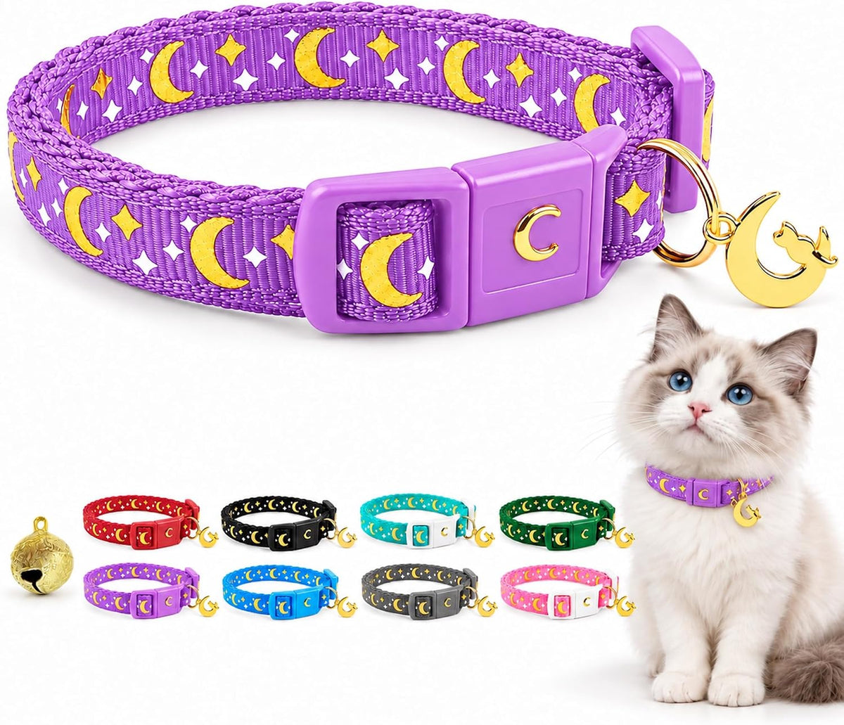 Breakaway Cat Collar with Bell for Kittens & Cats