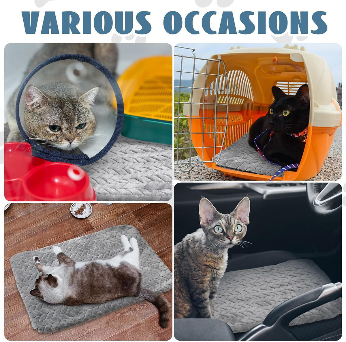 Drydiet 4 Pack Self Warming Cat Bed Mat Self Heating Pad for Dog Extra Warm Winter Pet Pad Washable Thermal Pads Mats fo