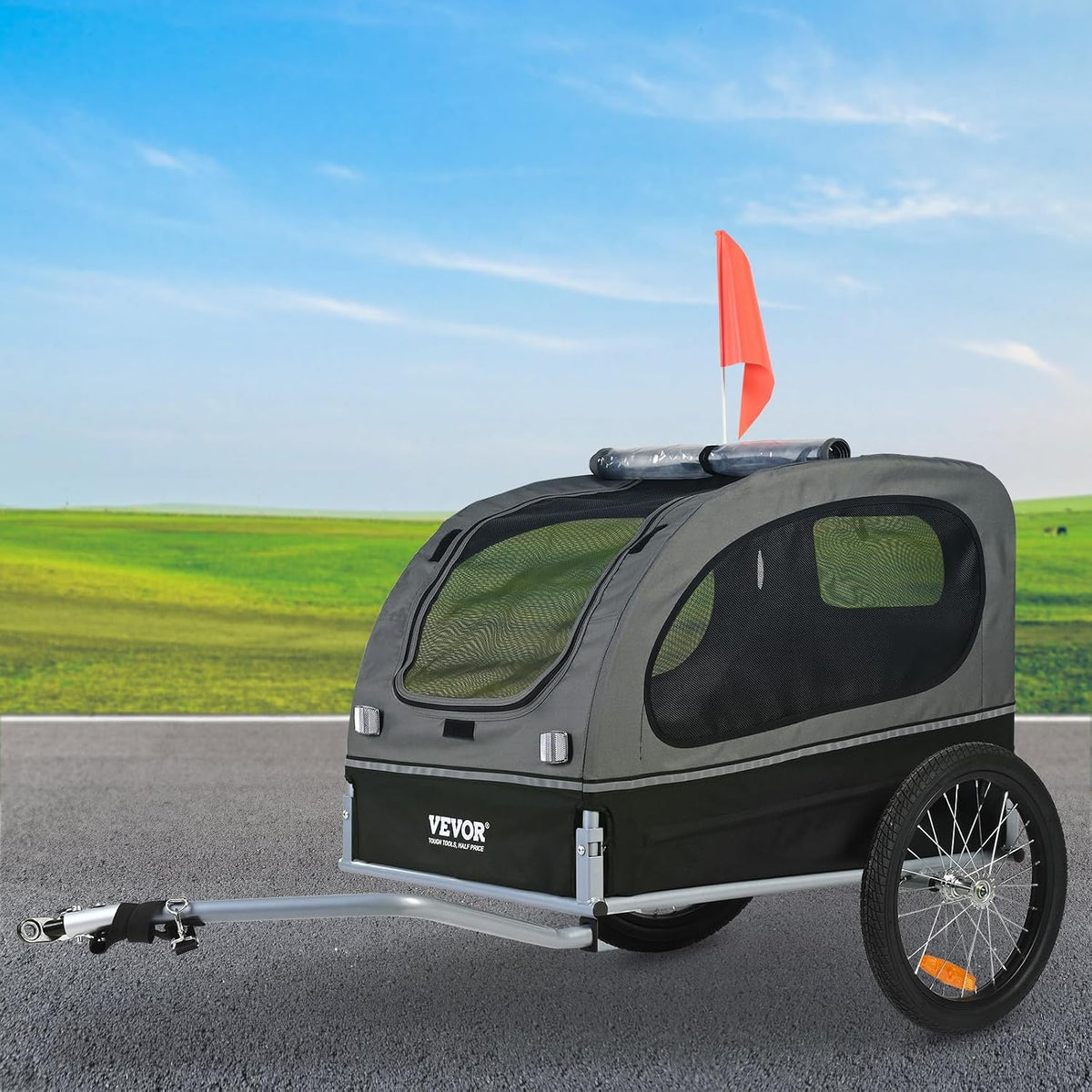 VEVOR Dog Bike Trailer, Supports up to 88 lbs, Pet Cart Bicycle Carrier, Easy Folding Frame with Quick Release Wheels, U