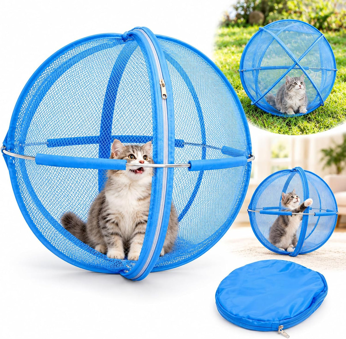 Catio Outdoor Cat Enclosure, 27" Giant Hamster Ball for Cats，Blue