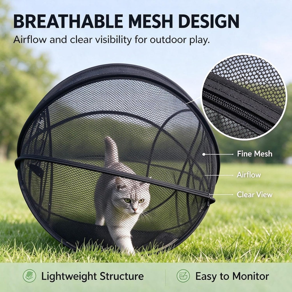 360° Panoramic Pop-Up Rolling Cat Playpen Ball Cat Playpen, Mesh Cat Tent