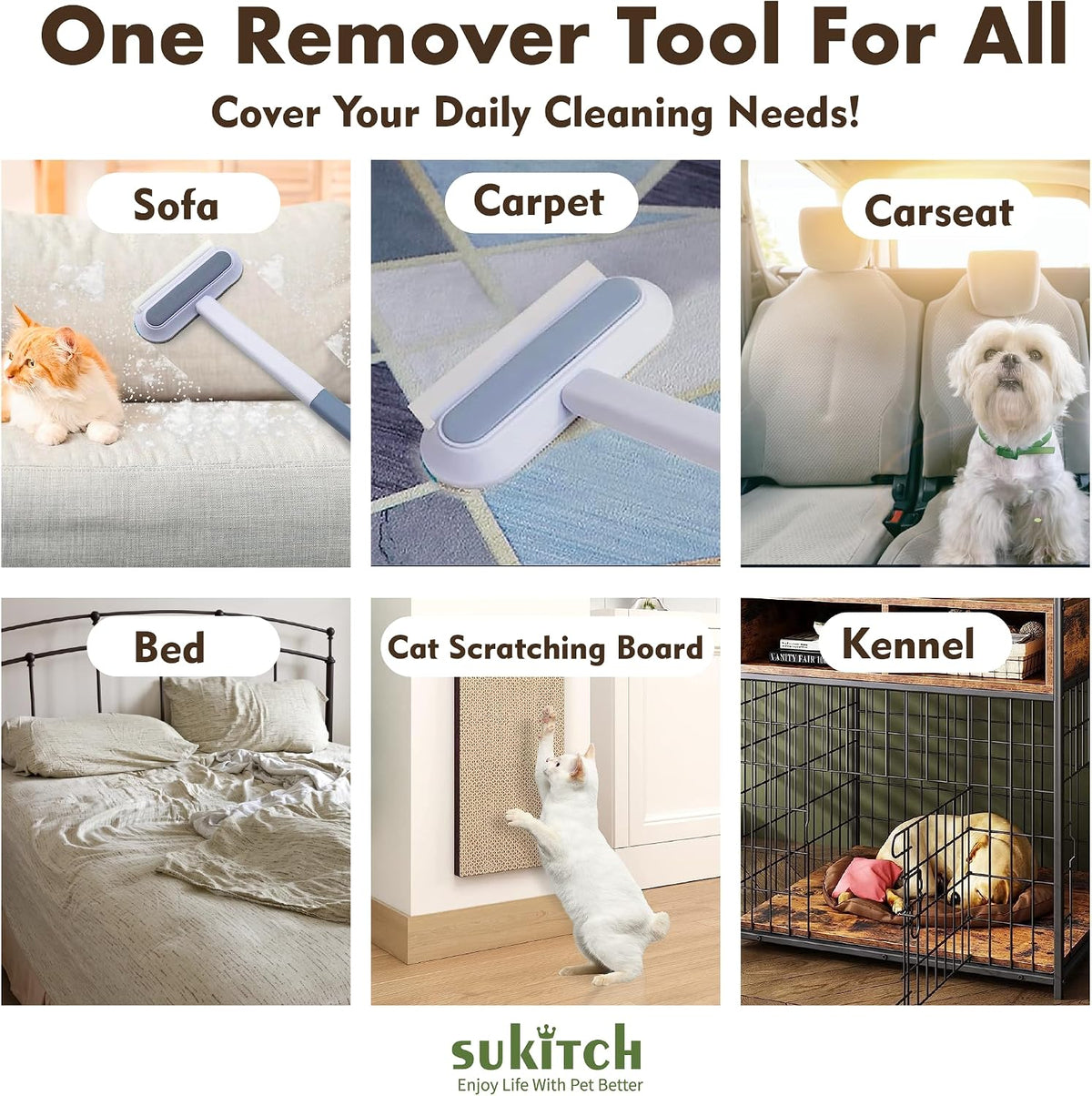 Dog & Cat Hair Remover for Couch, Reusable Lint Brush for Furniture