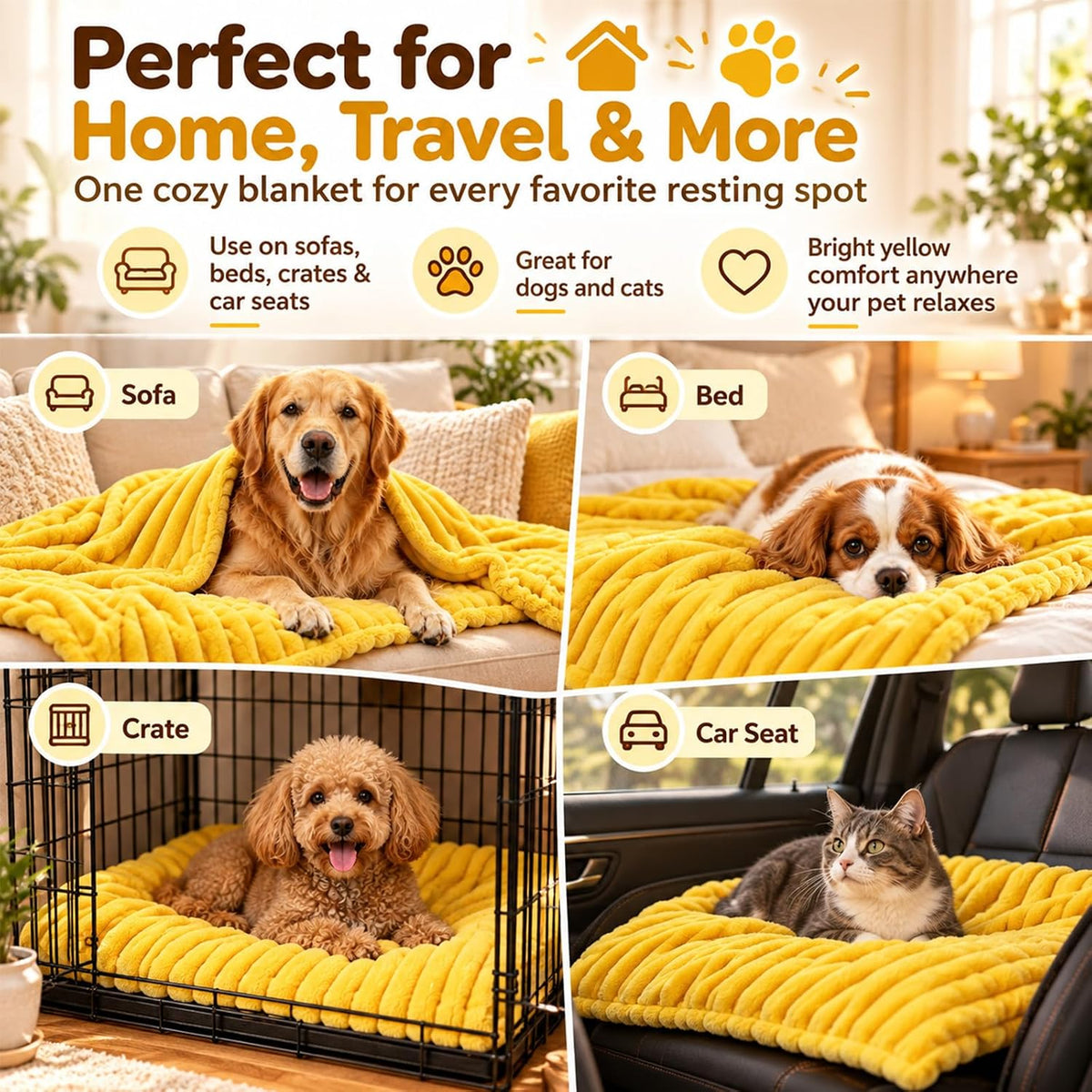 Yellow Dog Blanket, Emotional Support Blanket for Dogs，39.4" x 59.1"