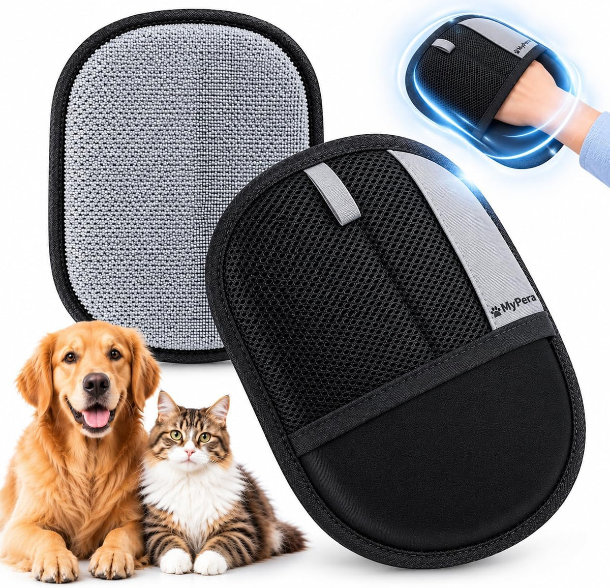 Pet Hair Removal Glove for Dogs & Cats, Newly Upgraded Reusable Electrostatic Pet Hair Glove, Magic Brush Pet Hair Remov