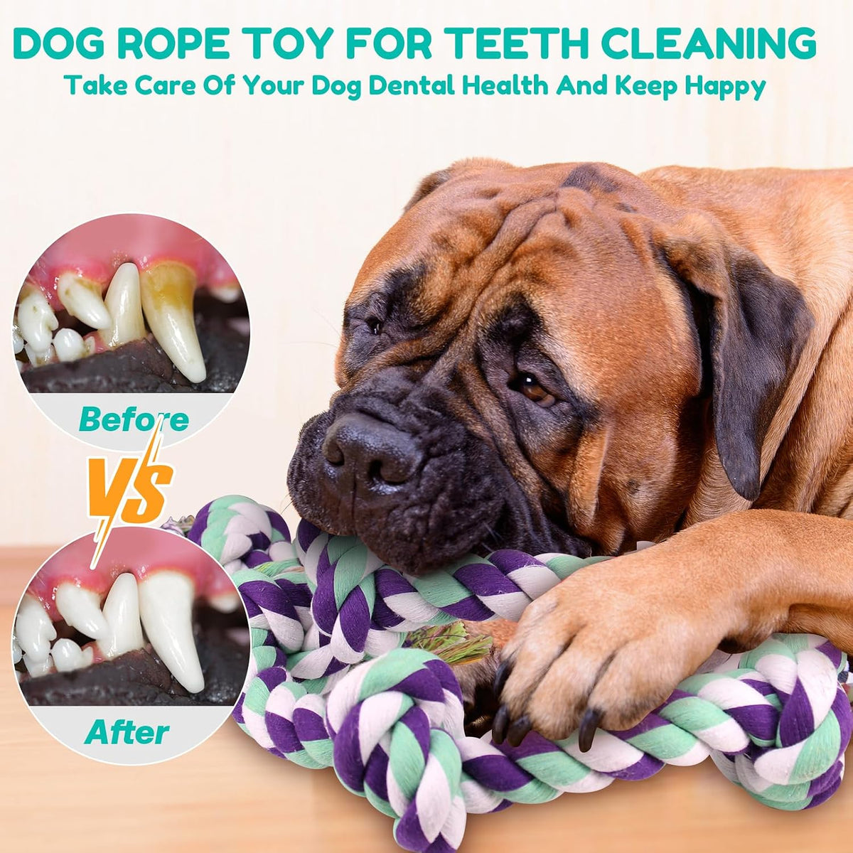 loncoldy Dog Rope Toy 42In 6 Knots Indestructible Natural Cotton - Tough Chew Toys for Medium/Large Breeds Aggressive Ch