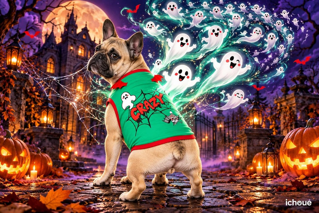 French Bulldog Halloween Costume Shirts Bat Wings Ghost Spiderweb, M