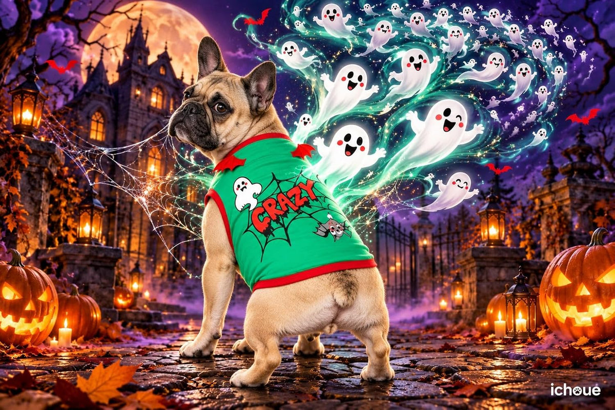 French Bulldog Halloween Costume Shirts Bat Wings Ghost Spiderweb, M