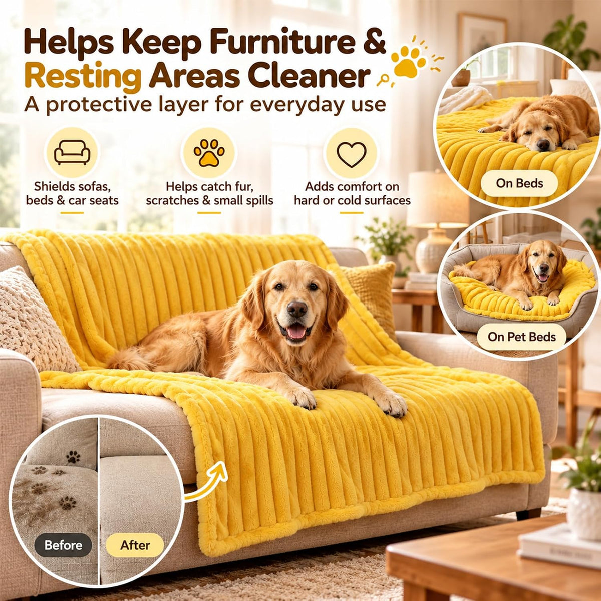 Yellow Dog Blanket, Emotional Support Blanket for Dogs，39.4" x 59.1"
