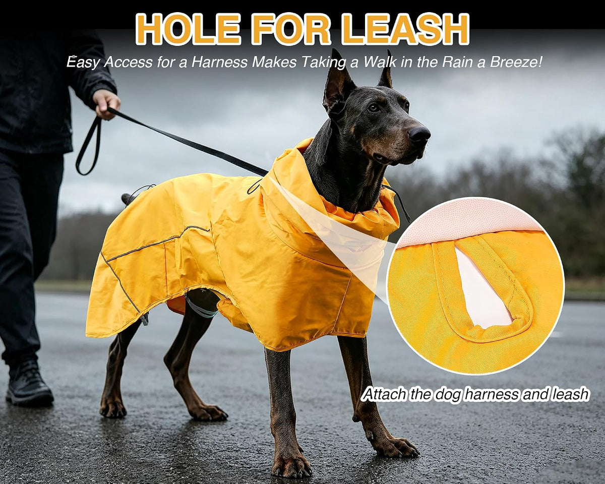 Skmeditec Dog Raincoat with Hood, Waterproof Puppy Rain Coat, Windproof Breathable Jacket with Mesh Lining, Outdoor Hiki