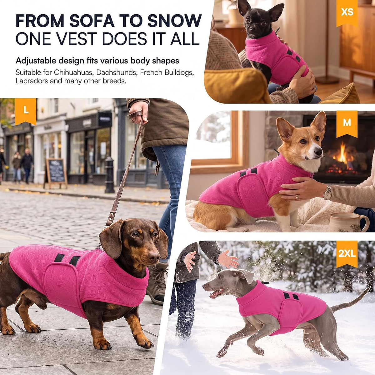 Small Dog Sweater,Soft Fleece Dog Vest Dog Jacket with Leash Hole