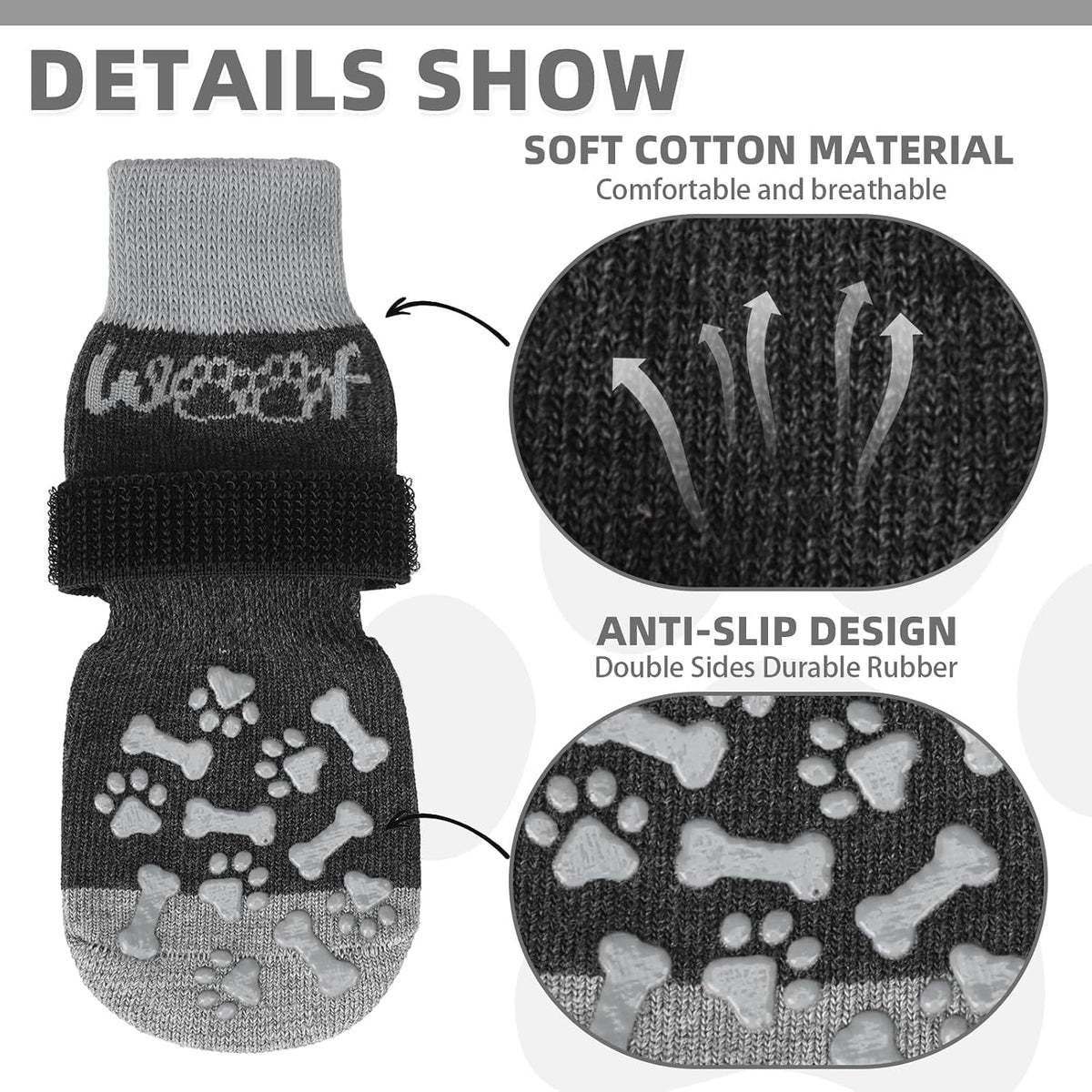 Dog Socks Shoes for Hot Pavement to Prevent Licking Paws, Winter Dog Boots&Paw Protector for Hardwood Floors Anti Slip,T